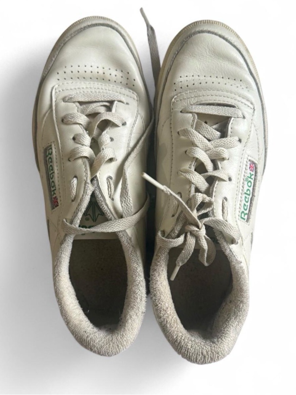 Reebok White Leather Lace-Up Sneakers